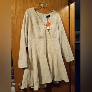 Womens Cider Long Sleeve Dress Missing Belt Beige Glitter 1XL
